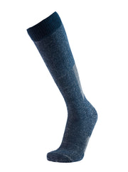 Calza da sci tecnica con lana aggiunta, gambaletto - blu - fronte