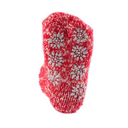 Calza baby antiscivolo in lana artigianale per bambini - rosso sotto