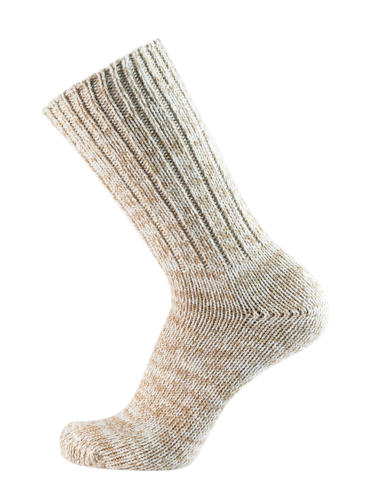 Calza per tempo libero corta in lino, lana e cotone - mezza gamba - beige
